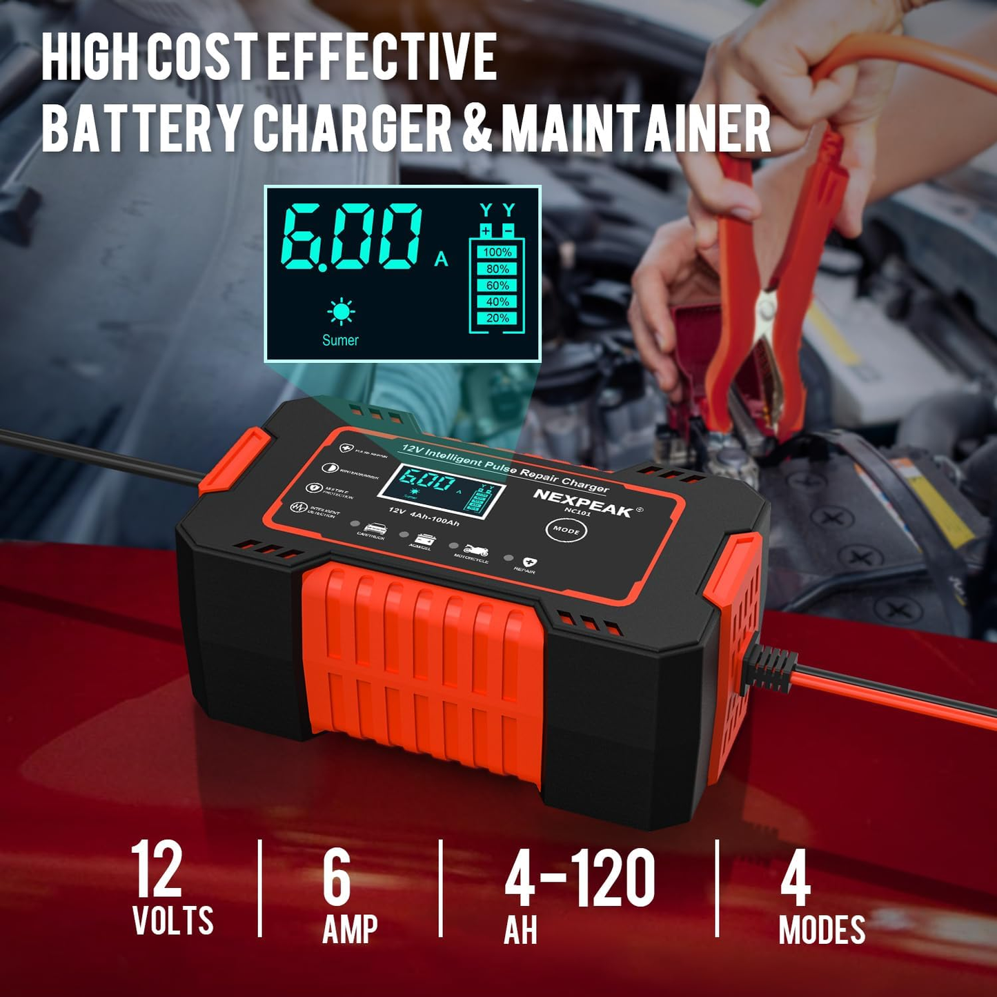 Cargador De Batería Profesional Para Vehículos 🚗 ¡Oferta exclusiva! 🎉